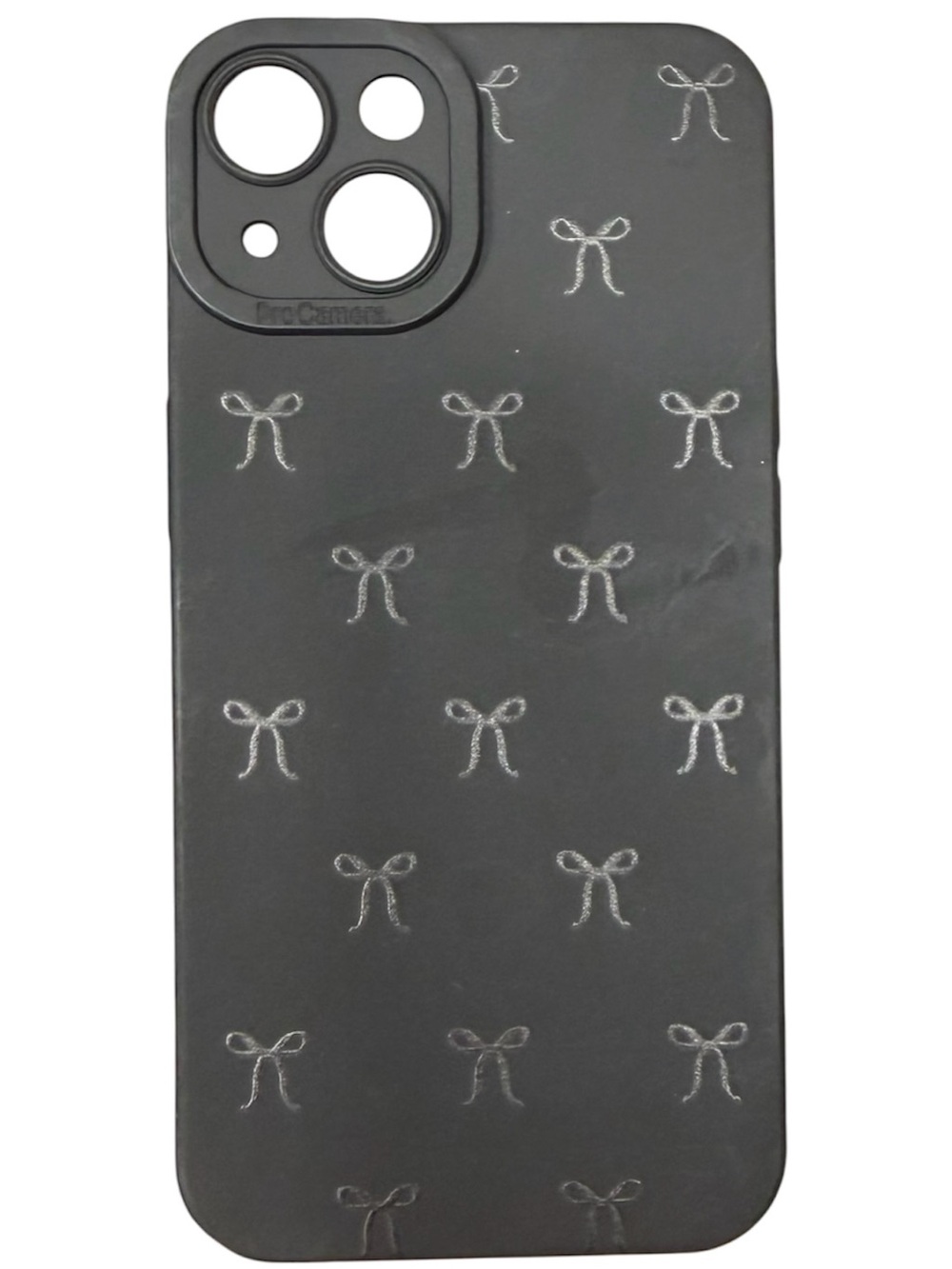 Matte Black iPhone 14 Phone Case With Multiple Shiny Black Bows